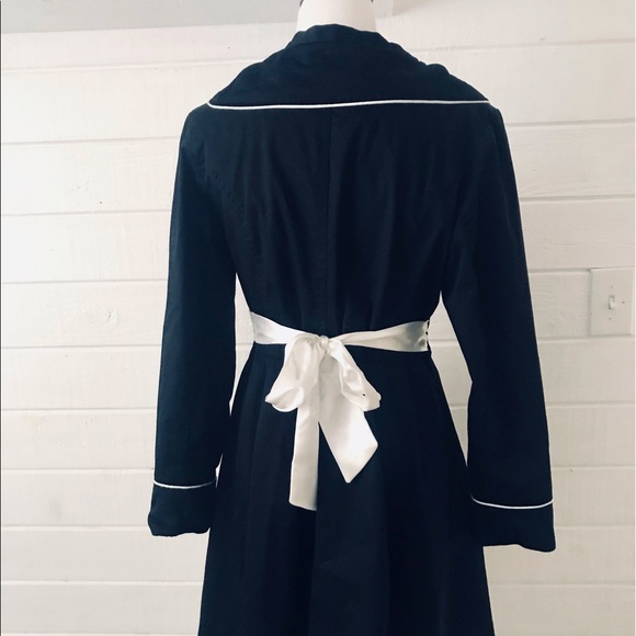 Vintage 60s Black Short Trench Coat Raincoat - Picture 5 of 10